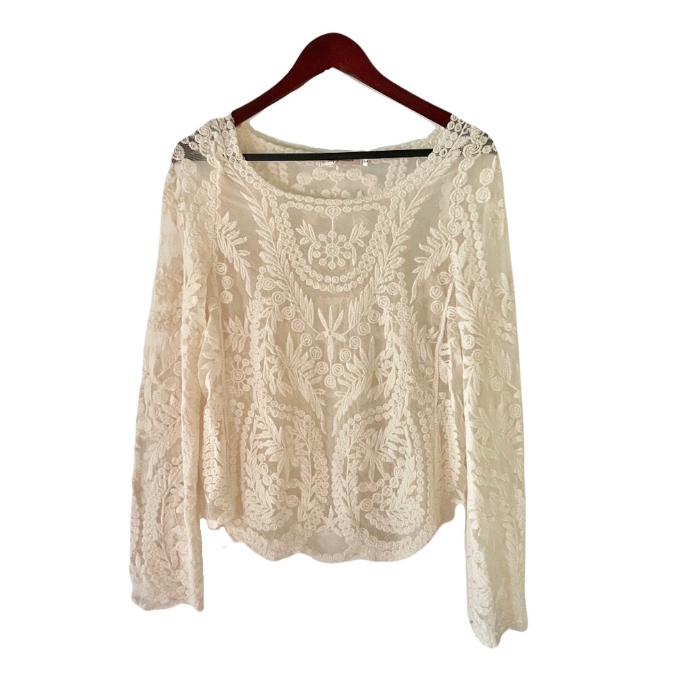 ❣️SOLD❣️NWOT SIMPLY COUTURE Long Sleeve Lace Shirt, NEVER WORN - Size Large